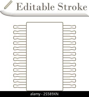 Chip Icon. Editable Stroke Simple Design. Vector Illustration. Stock Vector