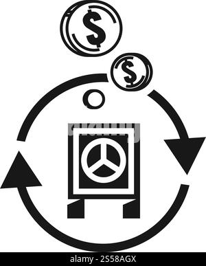 Return money safe icon. Simple illustration of return money safe vector icon for web design isolated on white background. Return money safe icon, simple style Stock Vector