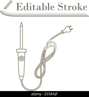 Soldering Iron Icon. Editable Stroke Simple Design. Vector Illustration. Stock Vector