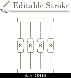 Resistor Tape Icon. Editable Stroke Simple Design. Vector Illustration. Stock Vector