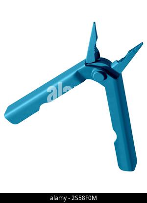blue multitool isolated on white background Stock Photo