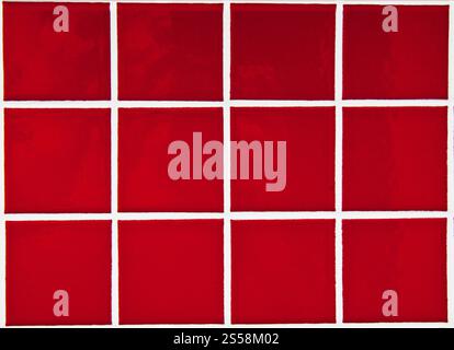 Contemporary Red Tile glossy mosaic Earthenware material. Contemporary Red Tile glossy mosaic Stock Photo