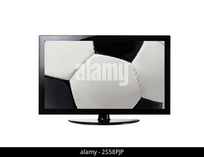 Soccer on TV concept - isolated on white. Soccer on TV concept Stock Photo