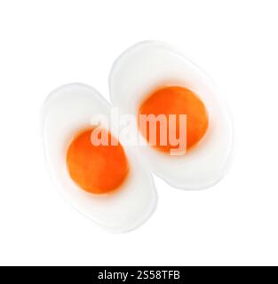 Double fried egg isolated on white background. Double fried egg Stock Photo