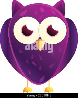 Purple owl icon. Cartoon of purple owl vector icon for web design isolated on white background. Purple owl icon, cartoon style Stock Vector