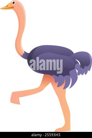 Walking ostrich icon. Cartoon of walking ostrich vector icon for web design isolated on white background. Walking ostrich icon, cartoon style Stock Vector