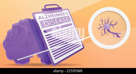 Alzheimer disease concept banner. Cartoon illustration of alzheimer disease vector concept banner for web design. Alzheimer disease concept banner, cartoon style Stock Vector