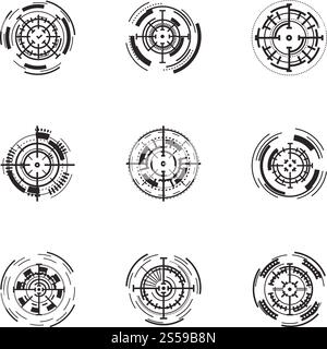 Weapon target icon set. Simple set of 9 weapon target vector icons for web design isolated on white background. Weapon target icon set, simple style Stock Vector