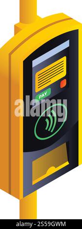 Public transport payment terminal icon. Isometric of public transport payment terminal vector icon for web design isolated on white background. Public transport payment terminal icon, isometric style Stock Vector