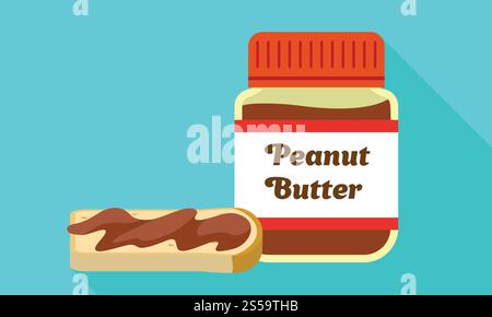 Peanut butter jar icon. Flat illustration of peanut butter jar vector icon for web design. Peanut butter jar icon, flat style Stock Vector