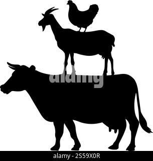 Farm Animals Digital EPS Vector File | High-Quality Rustic Graphics for Creative Designs and Agricultural-Themed Projects Stock Vector