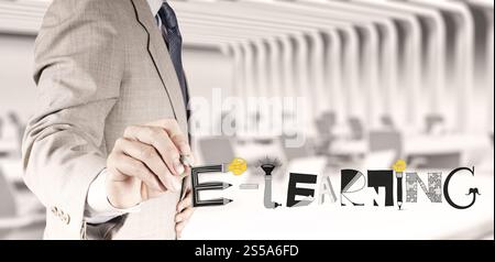 business hand drawing design graphic handdrawn E-LEARNING word as concept Stock Photo