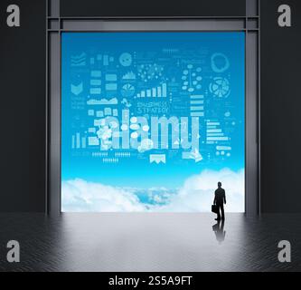 businessman thinking in factory and looking to sky as concept Stock Photo