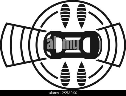 Top view smart car icon. Simple illustration of top view smart car vector icon for web design isolated on white background. Top view smart car icon, simple style Stock Vector