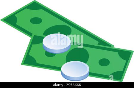 Money cash icon. Isometric of money cash vector icon for web design isolated on white background. Money cash icon, isometric style Stock Vector