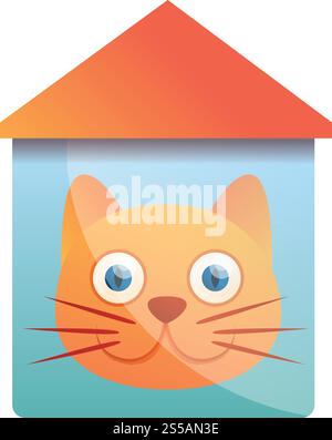 House cat logo. Cartoon of house cat vector logo for web design isolated on white background. House cat logo, cartoon style Stock Vector