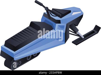 Blue snowmobile icon. Isometric of blue snowmobile vector icon for web design isolated on white background. Blue snowmobile icon, isometric style Stock Vector