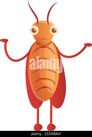 Happy cockroach icon. Cartoon of happy cockroach vector icon for web design isolated on white background. Happy cockroach icon, cartoon style Stock Vector