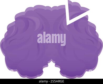 Violet brain icon. Cartoon of violet brain vector icon for web design isolated on white background. Violet brain icon, cartoon style Stock Vector
