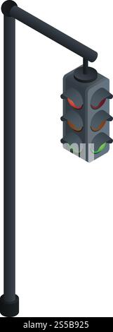 Electric traffic lights icon. Isometric of electric traffic lights vector icon for web design isolated on white background. Electric traffic lights icon, isometric style Stock Vector
