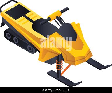 Yellow snowmobile icon. Isometric of yellow snowmobile vector icon for web design isolated on white background. Yellow snowmobile icon, isometric style Stock Vector