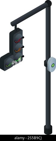 City traffic light icon. Isometric of city traffic light vector icon for web design isolated on white background. City traffic light icon, isometric style Stock Vector