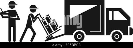 Loading delivery truck icon. Simple illustration of loading delivery truck vector icon for web design isolated on white background. Loading delivery truck icon, simple style Stock Vector