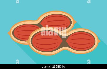 Half peanut shell icon. Flat illustration of half peanut shell vector ...