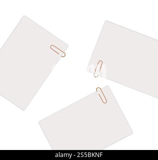Empty sheets with paperclips isolated on white background. Empty sheets with paperclips isolated Stock Photo