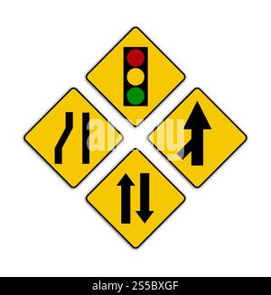 Set of variants Sharp traffic road sign isolated on white background ...