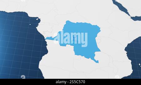 3d Democratic Republic of the Congo map illustration white background ...