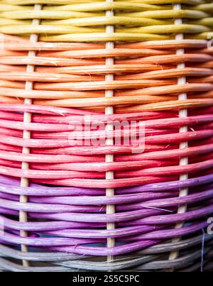 Colorful braided reed texture. Closeup background. Colorful braided reed texture background Stock Photo
