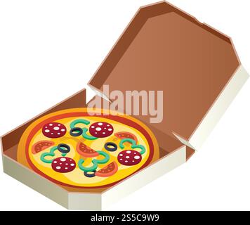 Pizza icon. Isometric of pizza vector icon for web design isolated on white background. Pizza icon, isometric style Stock Vector