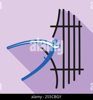 Pliers cut fence icon. Flat illustration of pliers cut fence vector icon for web design. Pliers cut fence icon, flat style Stock Vector