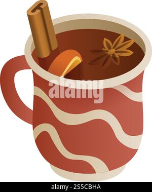 Mulled wine icon. Isometric of mulled wine vector icon for web design isolated on white background. Mulled wine icon, isometric style Stock Vector