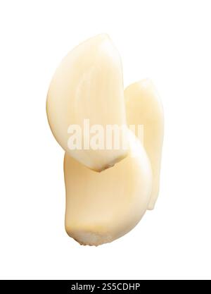 Peeled garlic cloves in stack are isolated on white background with ...
