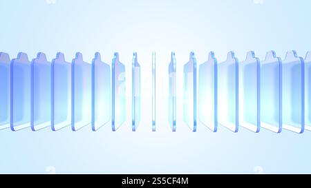Abstract glass folders. Glassmorphism. Blue and violet. Translucent. 3d illustration. Stock Photo