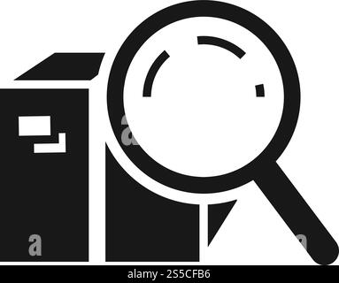 Parcel magnify glass icon. Simple illustration of parcel magnify glass vector icon for web design isolated on white background. Parcel magnify glass icon, simple style Stock Vector