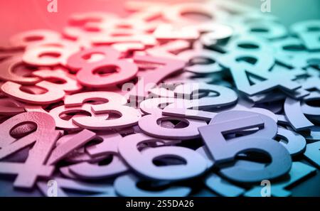 Mathematics abstract background made with solid numbers - Closeup view. Mathematics abstract background made with solid numbers Stock Photo
