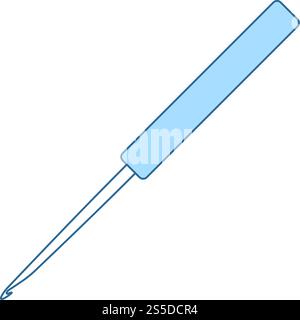 Crochet Hook Icon. Thin Line With Blue Fill Design. Vector Illustration. Stock Vector