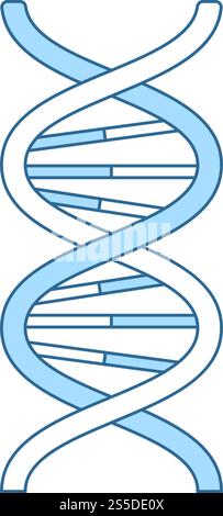 DNA Icon. Thin Line With Blue Fill Design. Vector Illustration. Stock Vector