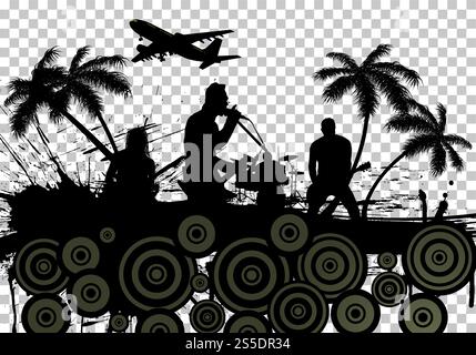 Abstract Musical Theme. Transparency Grid Background Design. Vector Illustration. Stock Vector