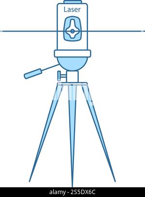Laser Level Tool Icon. Thin Line With Blue Fill Design. Vector Illustration. Stock Vector