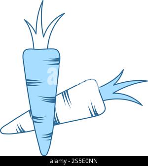 Carrot Icon. Thin Line With Blue Fill Design. Vector Illustration. Stock Vector