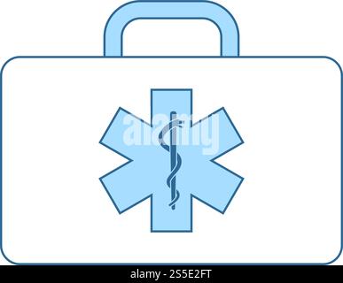 Medica Case Icon. Thin Line With Blue Fill Design. Vector Illustration. Stock Vector