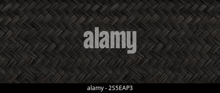 Black woven bamboo mat texture. Banner background wallpaper. Black woven bamboo mat texture. Banner background Stock Photo