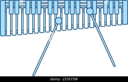 Xylophone Icon. Thin Line With Blue Fill Design. Vector Illustration. Stock Vector