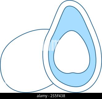Avocado Icon. Thin Line With Blue Fill Design. Vector Illustration. Stock Vector
