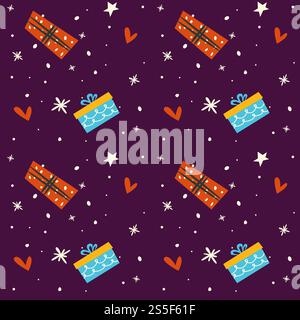 Starry night at winter sky merry Christmas holiday New Years eve vector shooting start in evening blizzard and snowing weather stardust celestial bodies sparkling snowflakes snowfall clipart.. Starry night at winter sky merry Christmas holiday New Years eve vector Stock Vector