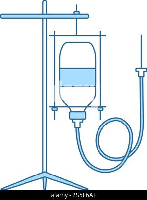 Blue medical drop counter with white cross vector icon isolated. Drop ...